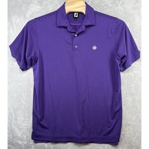 FootJoy FJ Polo Shirt Purple Blue Peformance Golf Striped Men's Size L